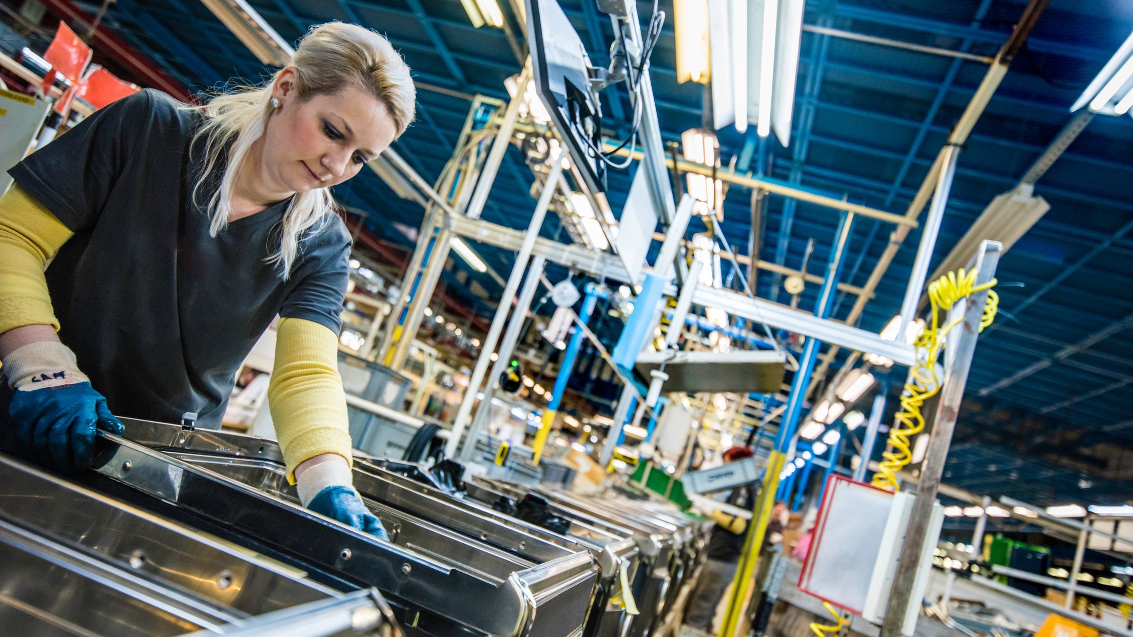 Woman working on the assembly line